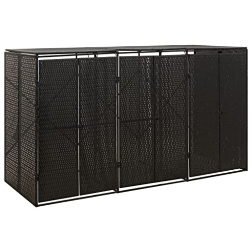 HOMEELIKE M¨¹lltonnenbox f¨¹r 3 Tonnen Schwarz 207x80x117 cm Poly Rattan HOMEELIKE M¨¹lltonnenbox f¨¹r 3 Tonnen Schwarz 207x80x117 cm Poly Rattan von HOMEELIKE