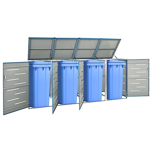 HOMEELIKE M¨¹lltonnenbox f¨¹r 4 Tonnen 276,5x77,5x112,5 cm Edelstahl von HOMEELIKE