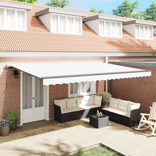 HOMEELIKE Manuelle Ausziehmarkise Weiss 500x350 cm - Schutz und Komfort Fuer Balkone und Terrassen HOMEELIKE Manuelle Ausziehmarkise Weiss 500x350 cm - Schutz und Komfort Fuer Balkone und Terrassen von HOMEELIKE