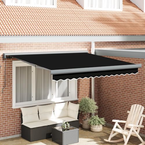HOMEELIKE Manuelle Einziehbare Markise Schwarz 300x250 cm von HOMEELIKE
