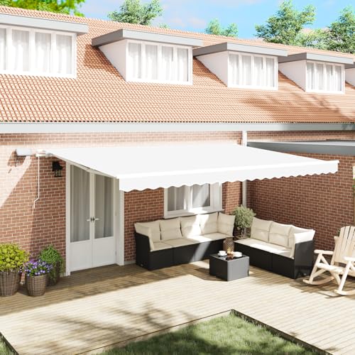 HOMEELIKE Manuelle Einziehbare Markise mit LED Wei? 500x350 cm von HOMEELIKE