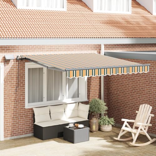 HOMEELIKE Manuelle Einziehbare Markise mit LED in Gr¨¹n und Gelb 350x250 cm von HOMEELIKE