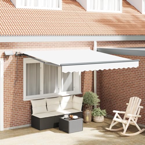 HOMEELIKE Manuelle einziehbare Markise mit LED Wei? 350x250 cm von HOMEELIKE