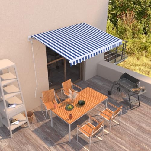 HOMEELIKE Markise Automatisch Einziehbar 300x250 cm Blau und Wei? von HOMEELIKE