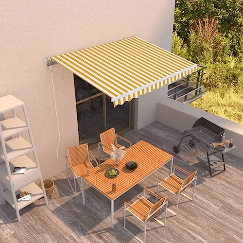 HOMEELIKE Markise Automatisch Einziehbar 350x250 cm Gelb und Wei? von HOMEELIKE