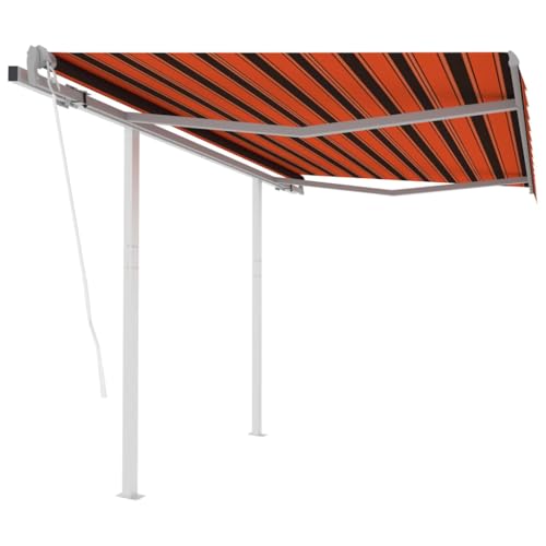 HOMEELIKE Markise Automatisch Einziehbar mit Pfosten 3x2,5 m Orange Braun von HOMEELIKE