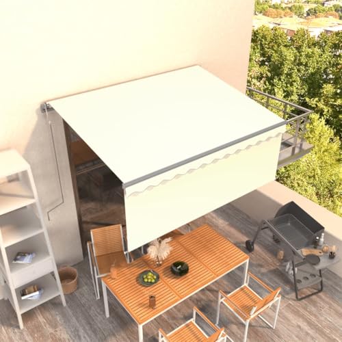 HOMEELIKE Markise Automatisch Einziehbar mit Volant 3,5x2,5 m Creme von HOMEELIKE