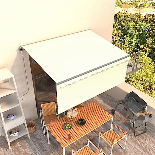 HOMEELIKE Markise Automatisch Einziehbar mit Volant 3x2,5 m Creme von HOMEELIKE