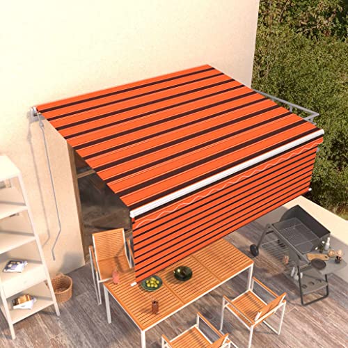HOMEELIKE Markise Automatisch Einziehbar mit Volant 4,5x3m Orange & Braun von HOMEELIKE