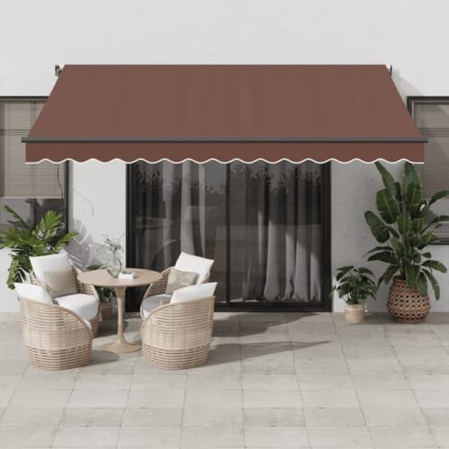 HOMEELIKE Markise Automatisch mit LEDs Braun 400x350 cm von HOMEELIKE