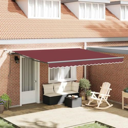 HOMEELIKE Markise Automatisch mit LEDs Weinrot 400x300 cm von HOMEELIKE