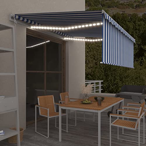 HOMEELIKE Markise Automatisch mit Rollo LED Windsensor 4,5x3m Blau Wei? HOMEELIKE Markise Automatisch mit Rollo LED Windsensor 4,5x3m Blau Wei? von HOMEELIKE