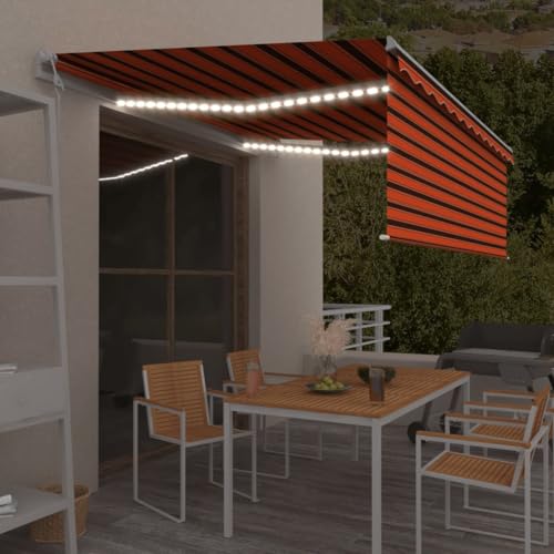 HOMEELIKE Markise Automatisch mit Rollo LED Windsensor 4,5x3m von HOMEELIKE