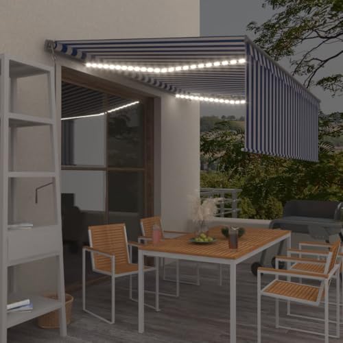 HOMEELIKE Markise Automatisch mit Rollo LED Windsensor 4x3m Blau Wei? HOMEELIKE Markise Automatisch mit Rollo LED Windsensor 4x3m Blau Wei? von HOMEELIKE