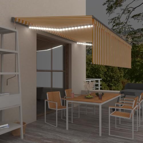 HOMEELIKE Markise Automatisch mit Rollo LED Windsensor 5x3m Gelb Wei? HOMEELIKE Markise Automatisch mit Rollo LED Windsensor 5x3m Gelb Wei? von HOMEELIKE