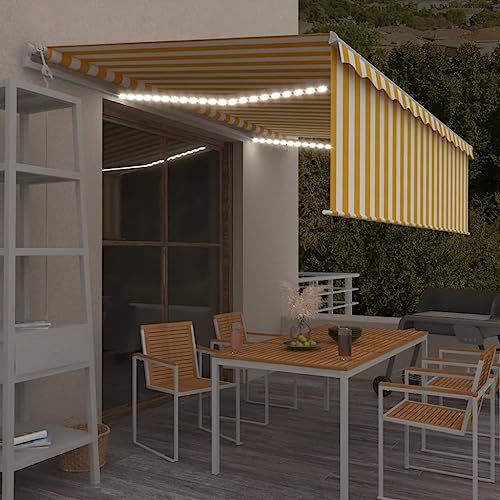 HOMEELIKE Markise Automatisch mit Rollo LED Windsensor 5x3m Gelb & Wei? HOMEELIKE Markise Automatisch mit Rollo LED Windsensor 5x3m Gelb & Wei? von HOMEELIKE