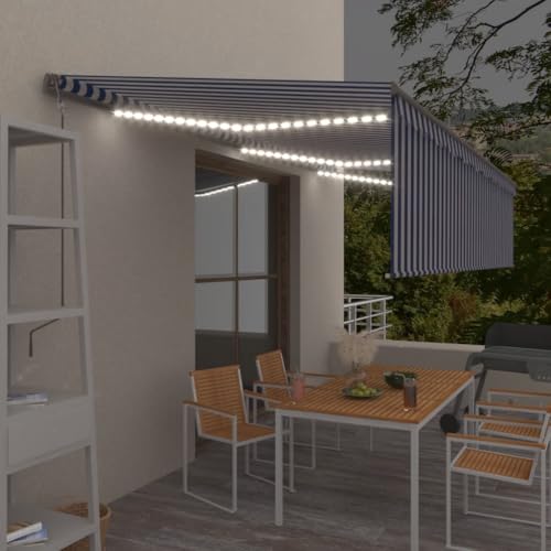 HOMEELIKE Markise Automatisch mit Rollo LED Windsensor 6x3m Blau Wei? HOMEELIKE Markise Automatisch mit Rollo LED Windsensor 6x3m Blau Wei? von HOMEELIKE