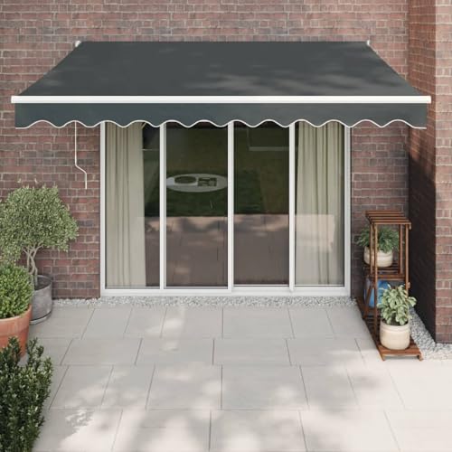 HOMEELIKE Markise Einziehbar Anthrazit 3,5x2,5 m Stoff und Aluminium von HOMEELIKE