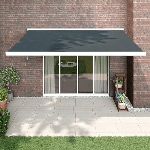 HOMEELIKE Markise Einziehbar Anthrazit 4x3 m Stoff und Aluminium von HOMEELIKE