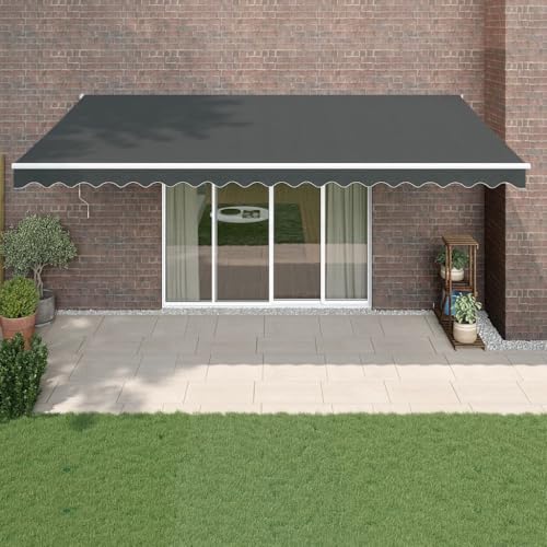 HOMEELIKE Markise Einziehbar Anthrazit 5x3 m Stoff und Aluminium von HOMEELIKE