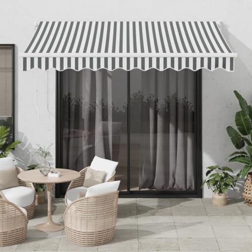 HOMEELIKE Markise Einziehbar Anthrazit und Wei? 3x2,5 m Stoff & Aluminium von HOMEELIKE