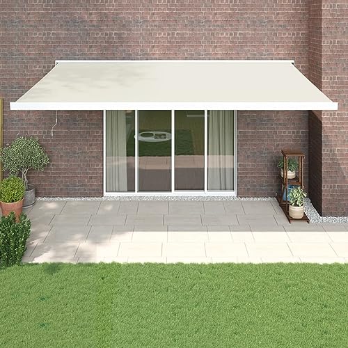 HOMEELIKE Markise Einziehbar Creme 5x3 m Stoff und Aluminium von HOMEELIKE