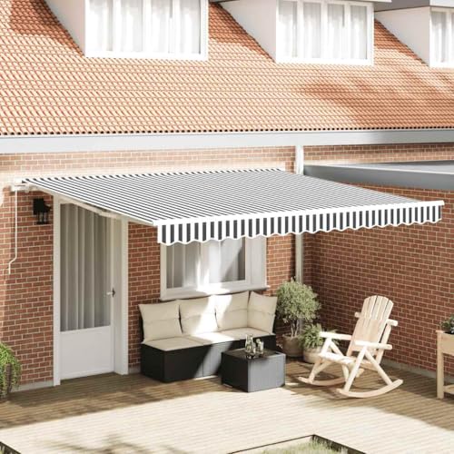 HOMEELIKE Markise Manuell Anthrazit & Wei? 400x300 cm von HOMEELIKE