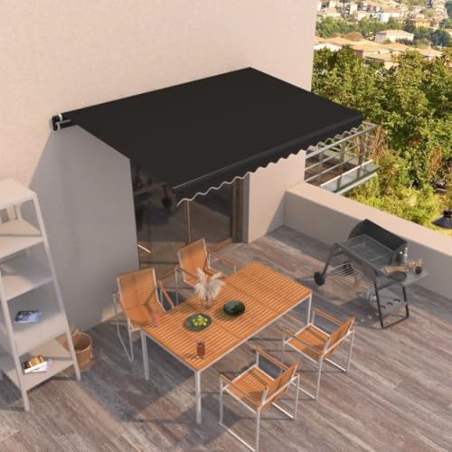HOMEELIKE Markise Manuell Einziehbar 400x350 cm Anthrazit von HOMEELIKE