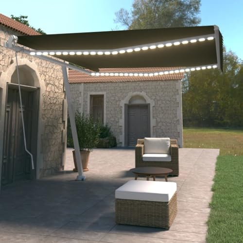 HOMEELIKE Markise Manuell Einziehbar mit LED 400x350 cm Anthrazit von HOMEELIKE