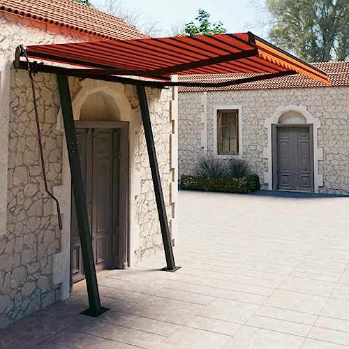 HOMEELIKE Markise Manuell Einziehbar mit Pfosten 3,5x2,5 m Orange & Braun von HOMEELIKE