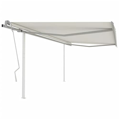 HOMEELIKE Markise 4x3,5 m Creme - UV- und Wasserbestaendiger Stoff Fuer Terrassen von HOMEELIKE