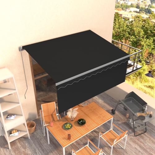 HOMEELIKE Markise Manuell Einziehbar mit Rollo 3,5x2,5 m Anthrazit von HOMEELIKE