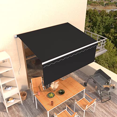 HOMEELIKE Markise Manuell Einziehbar mit Rollo 3,5x2,5 m Anthrazit von HOMEELIKE