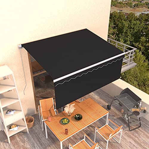 HOMEELIKE Markise Manuell Einziehbar mit Rollo 3x2,5 m Anthrazit von HOMEELIKE