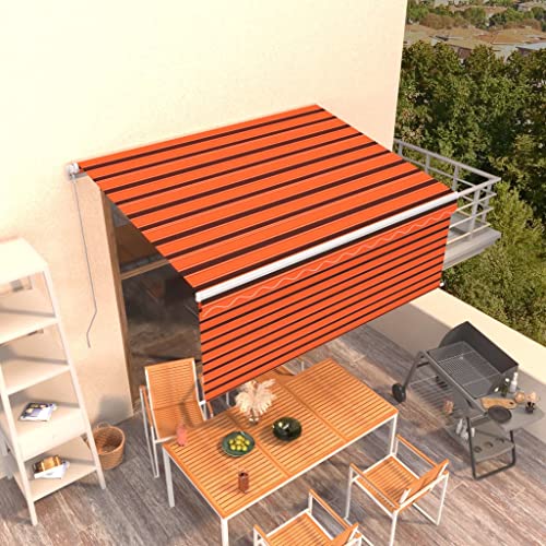 HOMEELIKE Markise Manuell Einziehbar mit Rollo 3x2,5 m Orange Braun von HOMEELIKE