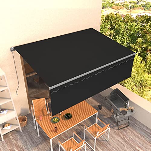 HOMEELIKE Markise Manuell Einziehbar mit Rollo 4,5x3 m Anthrazit von HOMEELIKE