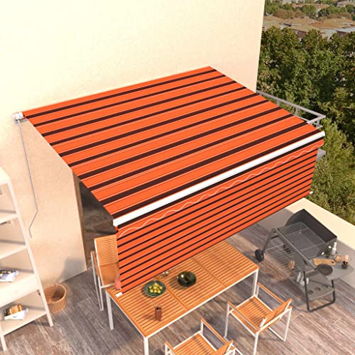 HOMEELIKE Markise 4,5x3 m Orange & Braun - Rostbestaendiger Aluminiumrahmen Schutz Privatsphaere von HOMEELIKE
