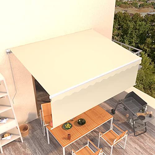 HOMEELIKE Markise Manuell Einziehbar mit Rollo 4x3 m Creme von HOMEELIKE