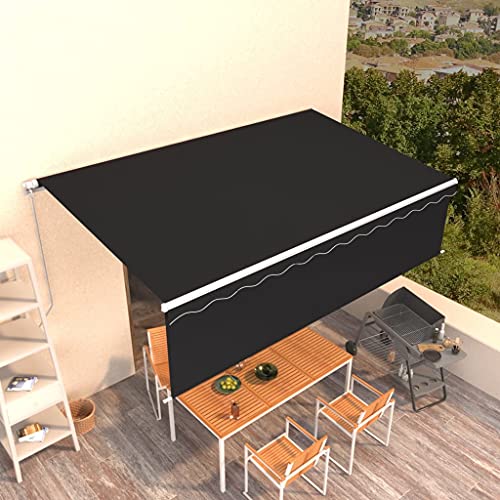 HOMEELIKE Markise Manuell Einziehbar mit Rollo 5x3 m Anthrazit von HOMEELIKE