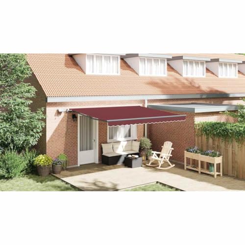 HOMEELIKE Markise Manuell mit LEDs Weinrot 400x300 cm von HOMEELIKE