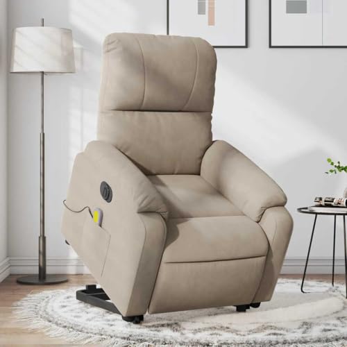 HOMEELIKE Massagesessel Aufstehhilfe Elektrisch Taupe Mikrofasergewebe von HOMEELIKE