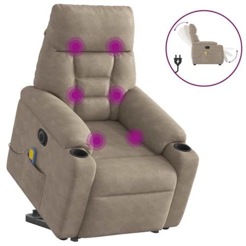 HOMEELIKE Massagesessel Aufstehhilfe Elektrisch Taupe Mikrofasergewebe von HOMEELIKE