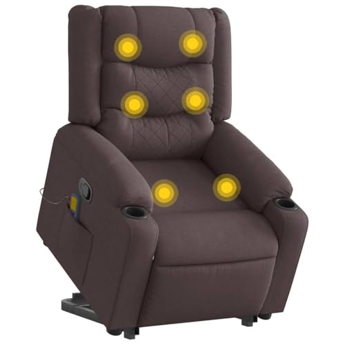HOMEELIKE Massagesessel mit Aufstehhilfe Dunkelbraun Stoff von HOMEELIKE
