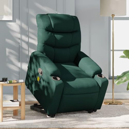 HOMEELIKE Massagesessel mit Aufstehhilfe Dunkelgr¨¹n Stoff von HOMEELIKE
