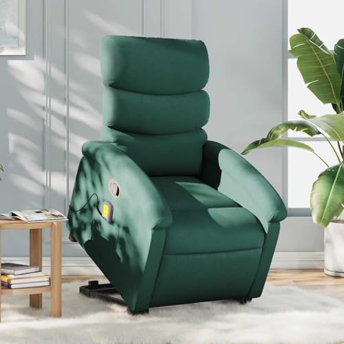 HOMEELIKE Massagesessel mit Aufstehhilfe Dunkelgr¨¹n Stoff von HOMEELIKE