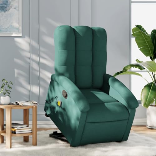 HOMEELIKE Massagesessel mit Aufstehhilfe Dunkelgr¨¹n Stoff von HOMEELIKE