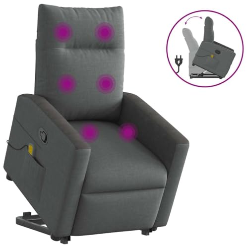 HOMEELIKE Massagesessel mit Aufstehhilfe Dunkelgrau Stoff von HOMEELIKE