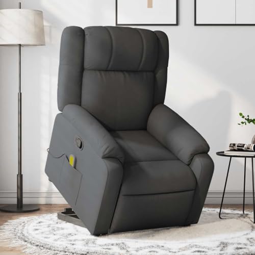 HOMEELIKE Massagesessel mit Aufstehhilfe Dunkelgrau Stoff von HOMEELIKE