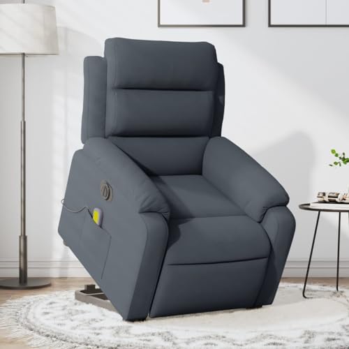 HOMEELIKE Massagesessel mit Aufstehhilfe Elektrisch Dunkelgrau Samt von HOMEELIKE