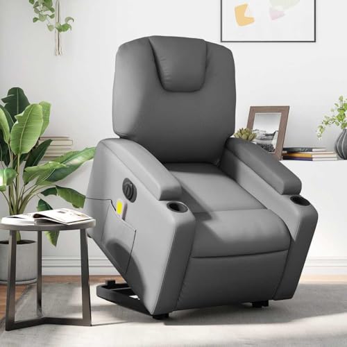 HOMEELIKE Massagesessel mit Aufstehhilfe Elektrisch Grau Kunstleder HOMEELIKE Massagesessel mit Aufstehhilfe Elektrisch Grau Kunstleder von HOMEELIKE